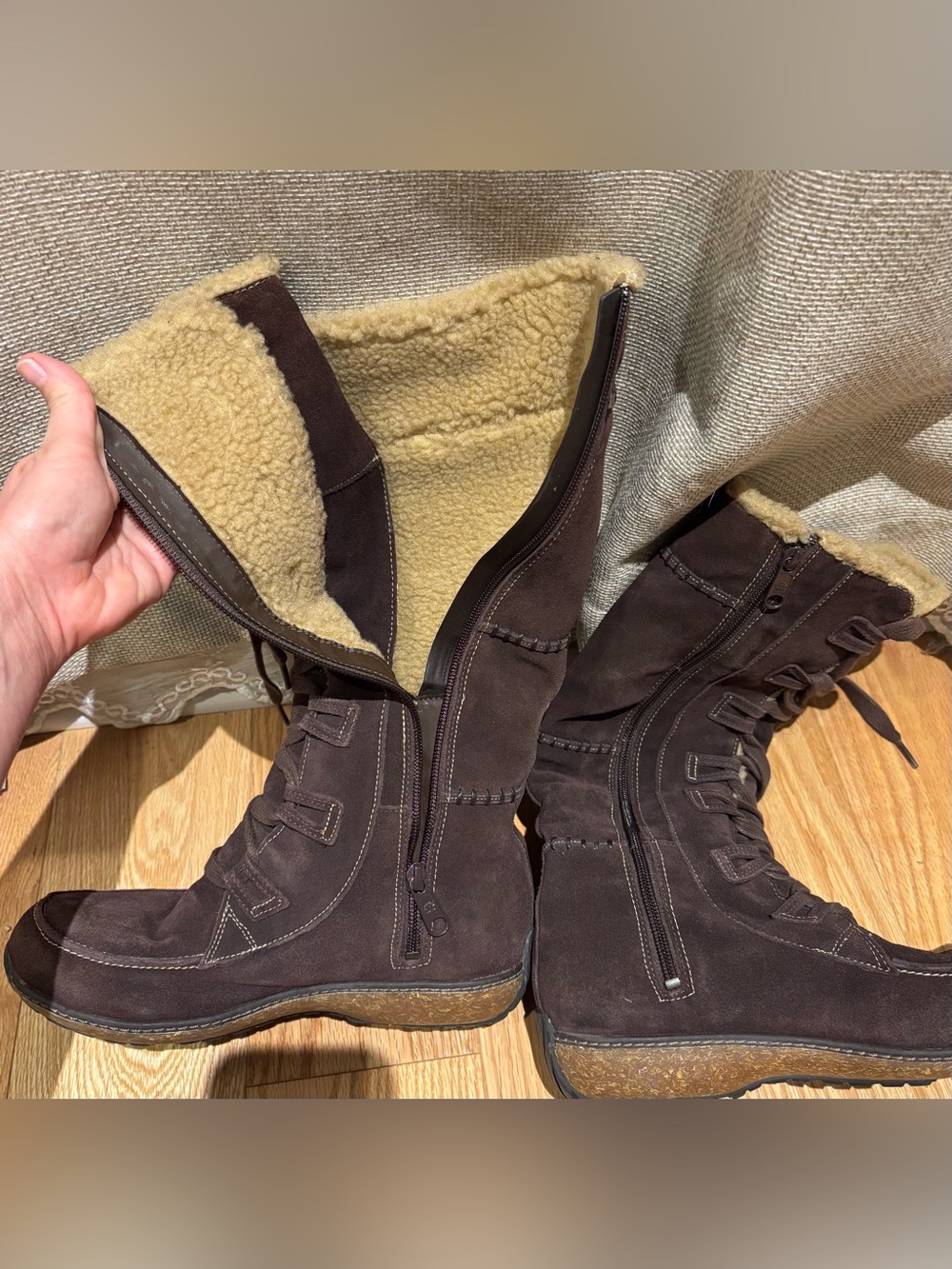 Timberland Vintage Y2K Women's Dark Brown Fleece-Lined Winter Boots - Picture 2 of 6